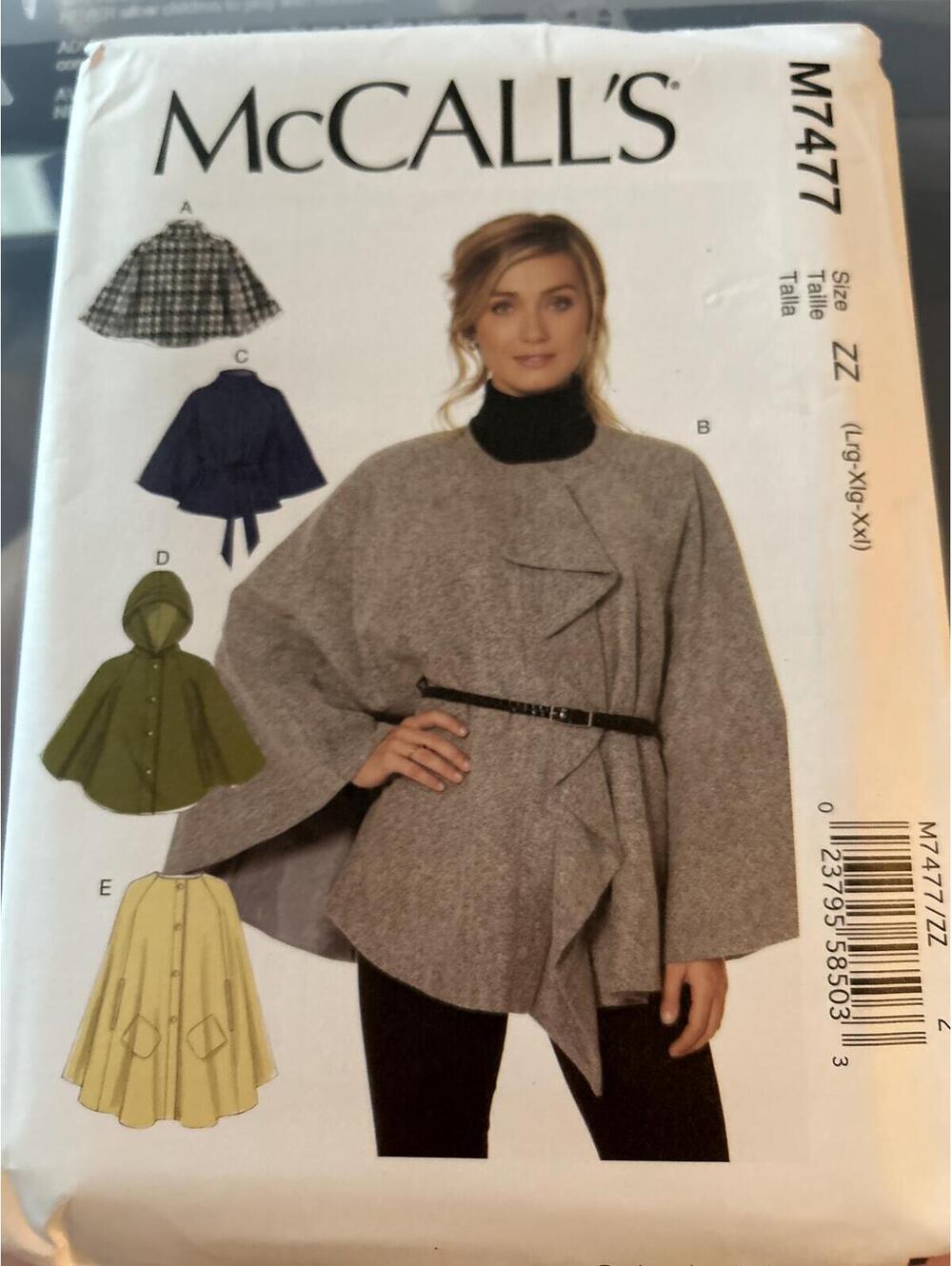 McCall'sM7477Misses'CapePatten Size ZZ =pb2